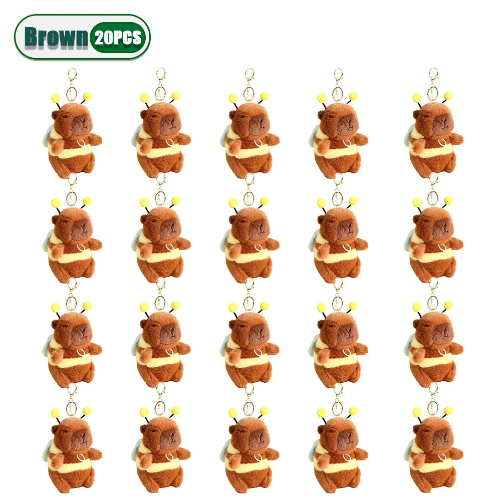 Plush Capybara Keychain – Cute Wagging Tail Toy Pendant for Bags, Keys & Gifts (1-20Pcs)
