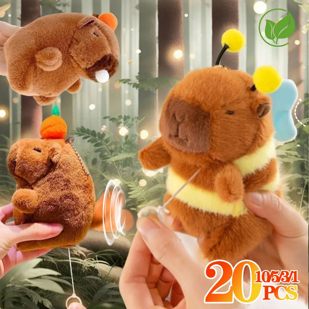 Plush Capybara Keychain – Cute Wagging Tail Toy Pendant for Bags, Keys & Gifts (1-20Pcs)