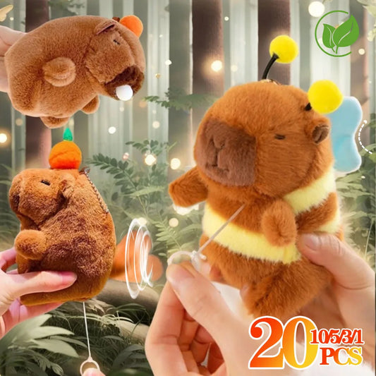 Plush Capybara Keychain – Cute Wagging Tail Toy Pendant for Bags, Keys & Gifts (1-20Pcs)