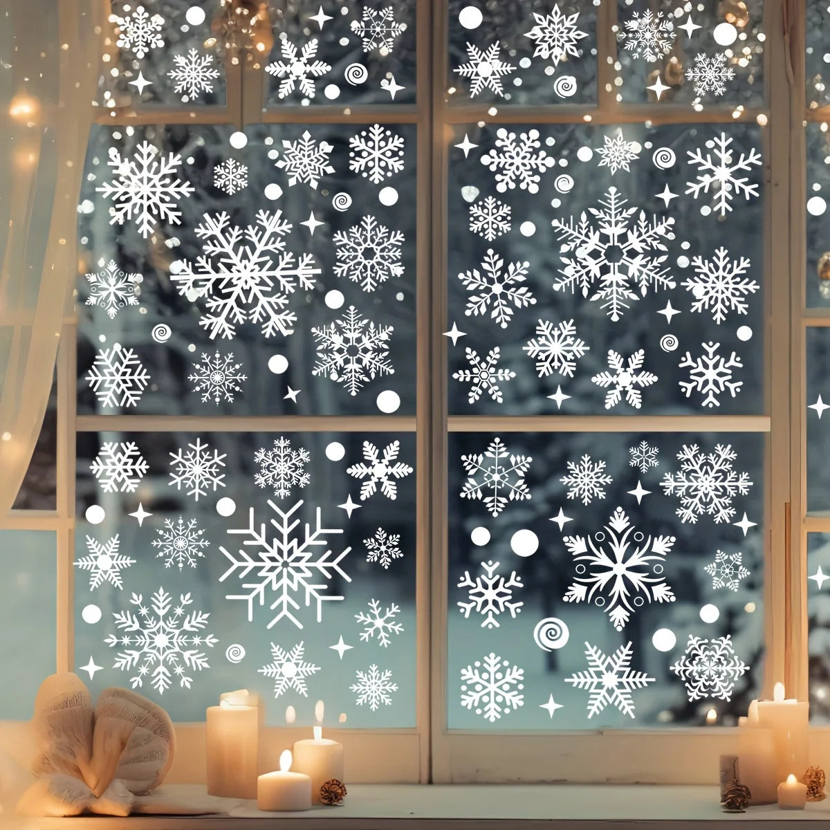 137-Piece Snowflake Window Stickers – Reusable Christmas PVC Decorations for Glass & Mirrors