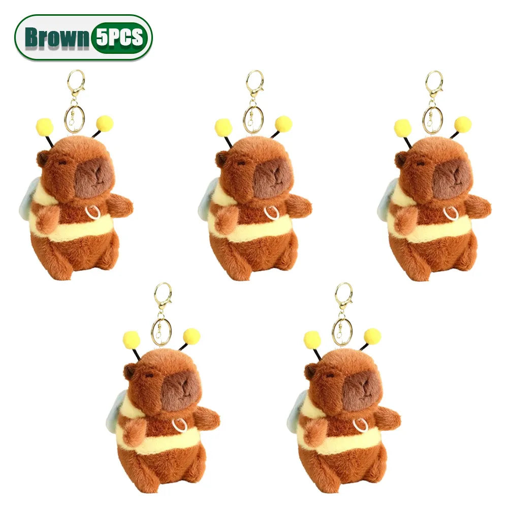 Plush Capybara Keychain – Cute Wagging Tail Toy Pendant for Bags, Keys & Gifts (1-20Pcs)