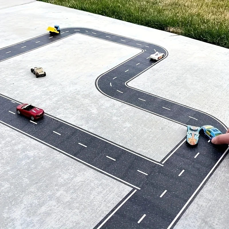 Cartoon Road Tape for Kids – Reusable Black Play Track Stickers (16ft/5m)