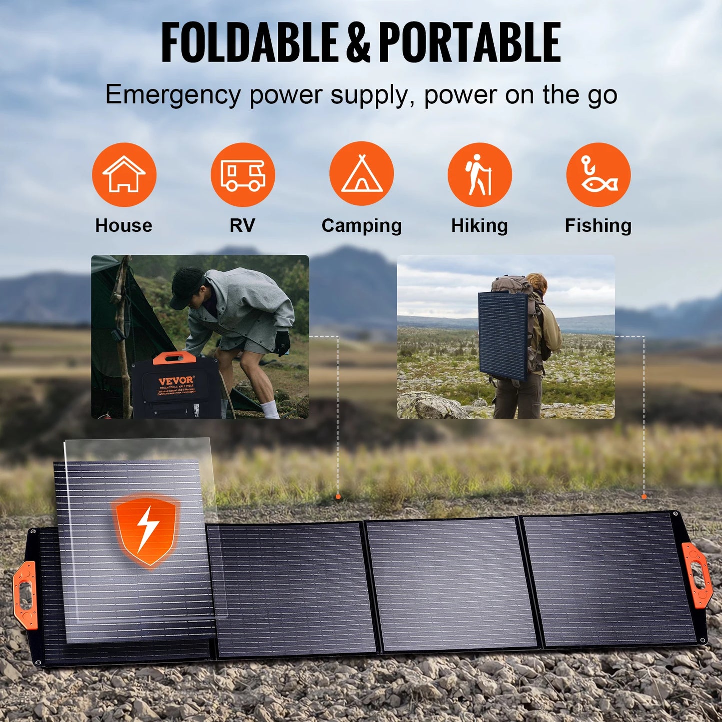 Foldable Monocrystalline Solar Panel 120W / 200W – High-Efficiency ETFE Waterproof Portable Charger for Camping, RVs, and Power Stations
