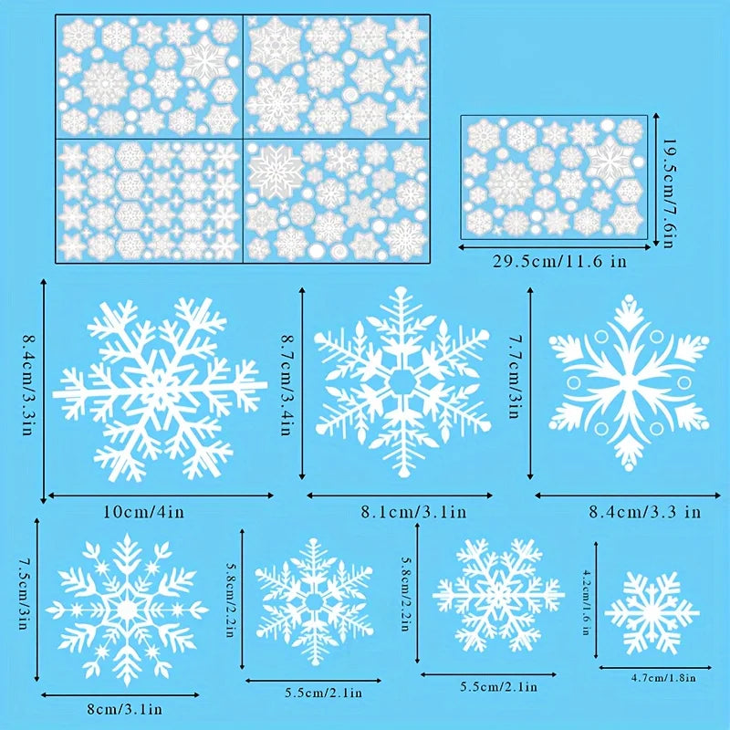 137-Piece Snowflake Window Stickers – Reusable Christmas PVC Decorations for Glass & Mirrors