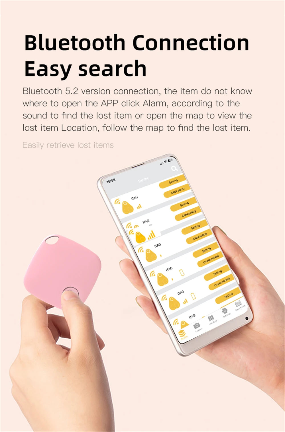 SmartFinder Bluetooth Tracker – Anti-Lost GPS Tag for Keys, Pets, Wallets & More