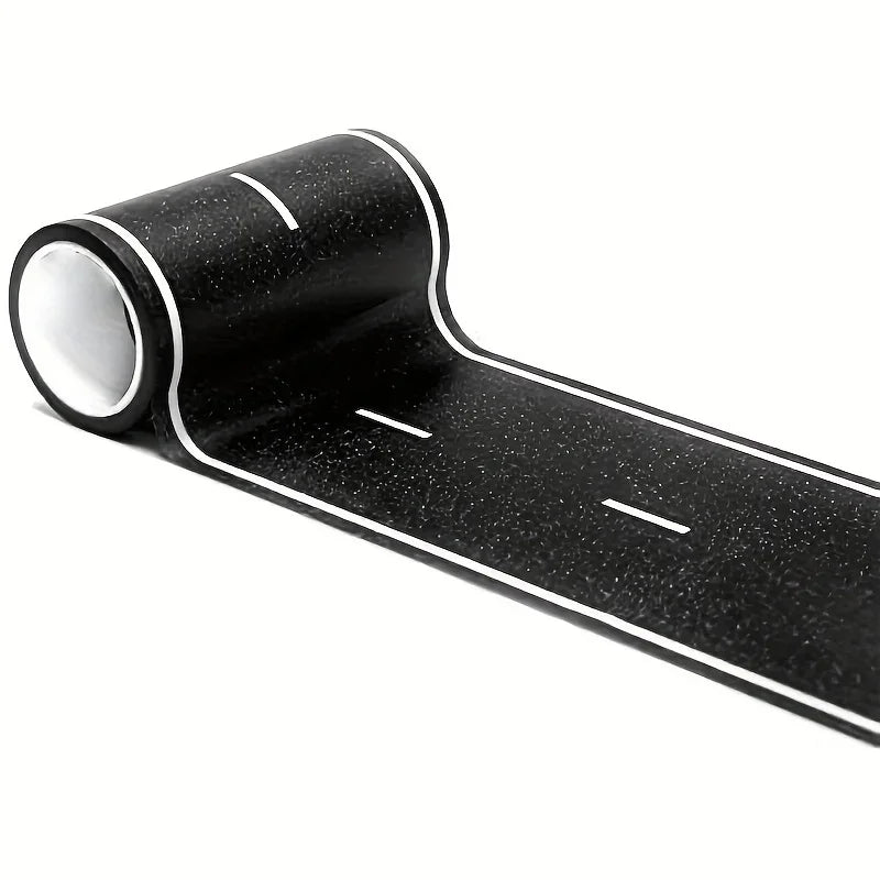 Cartoon Road Tape for Kids – Reusable Black Play Track Stickers (16ft/5m)